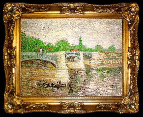 framed  Vincent Van Gogh The Seine with the Pont de la Grand Jatte, ta009-2